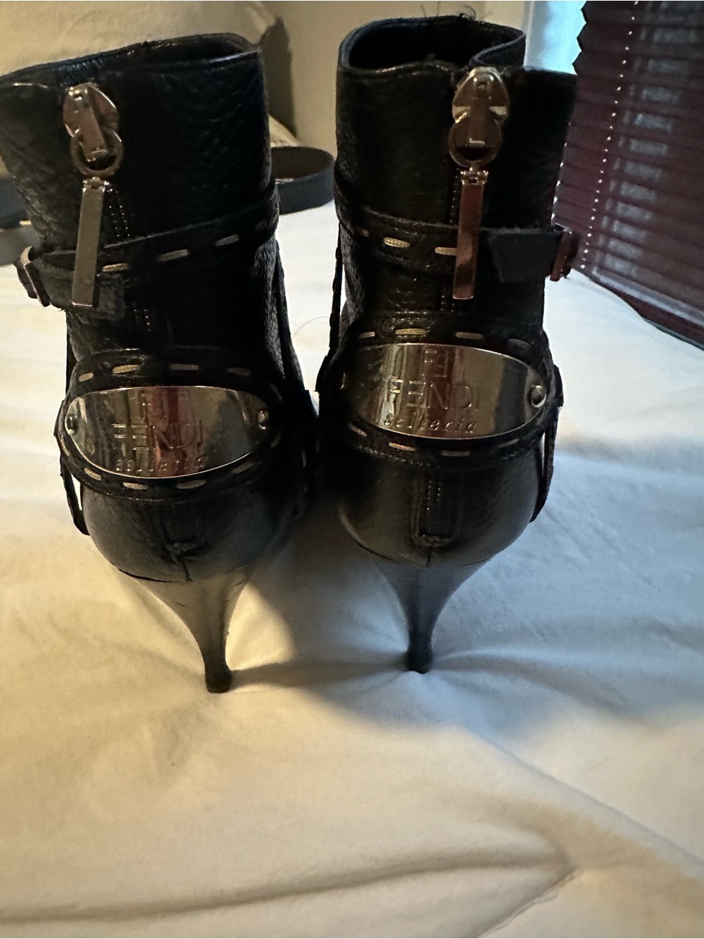 Fendi Black Pointed-Toe Leather Ankle Boots - Picture 2 of 5